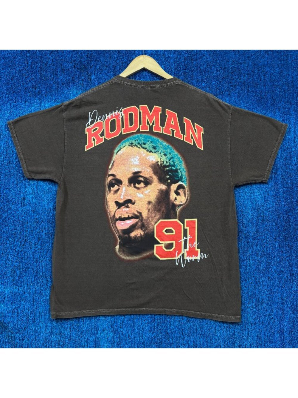 Dennis Rodman 91 The Worm Basketball Legend Oversized Tee L